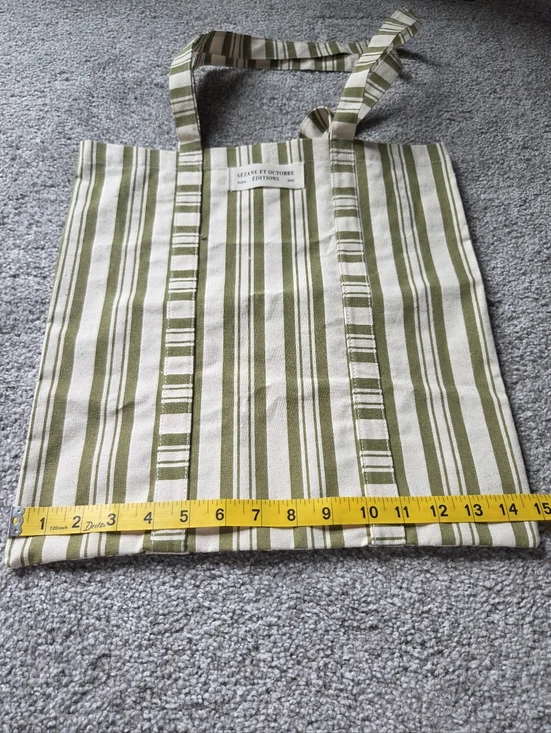 NWOT Green Striped Sézane Tote Bag - Picture 6 of 10